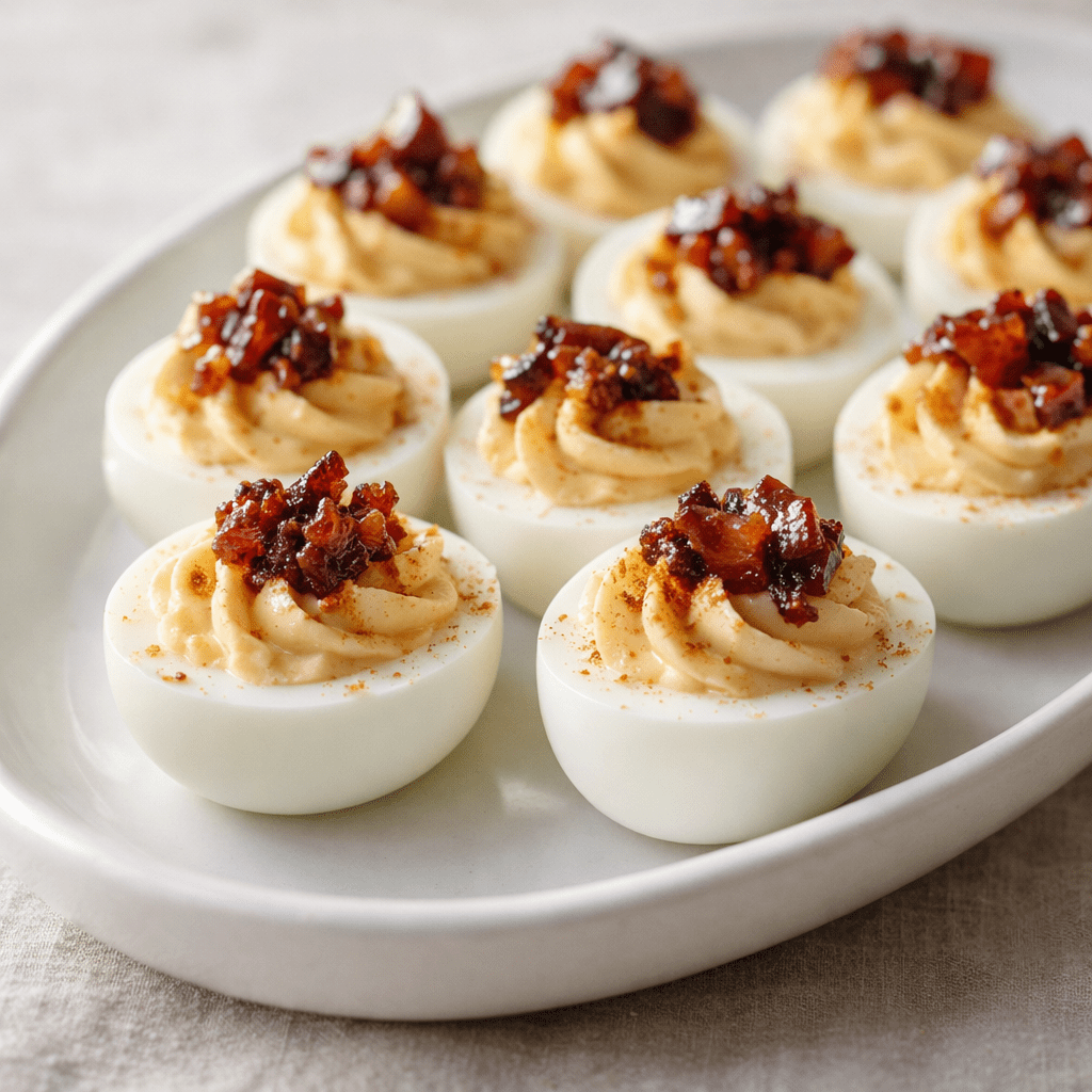 Candied Bacon Deviled Eggs